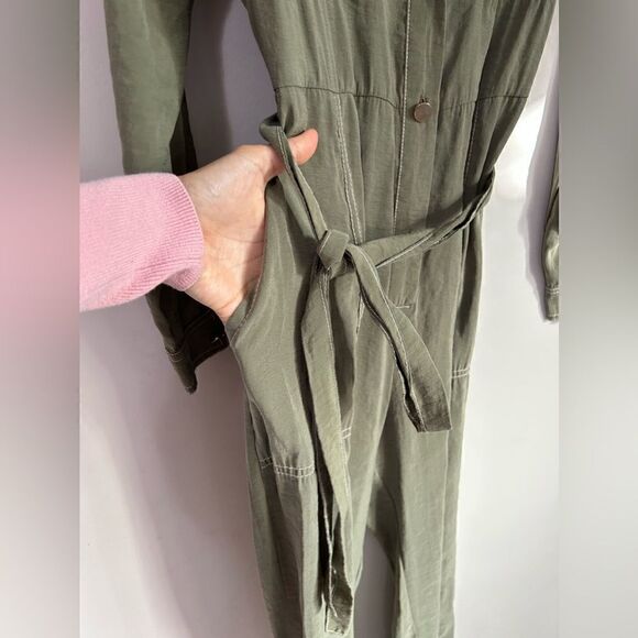 Zara Green Long Sleeves Belted Jumpsuit - Picture 9 of 15